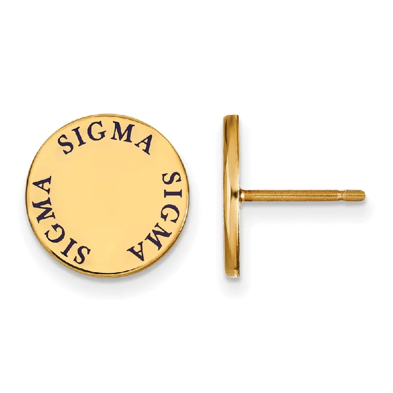 Ladies earrings jade styles-14K Plated Silver & Enamel Sigma Sigma Sigma Enamel Post Earrings