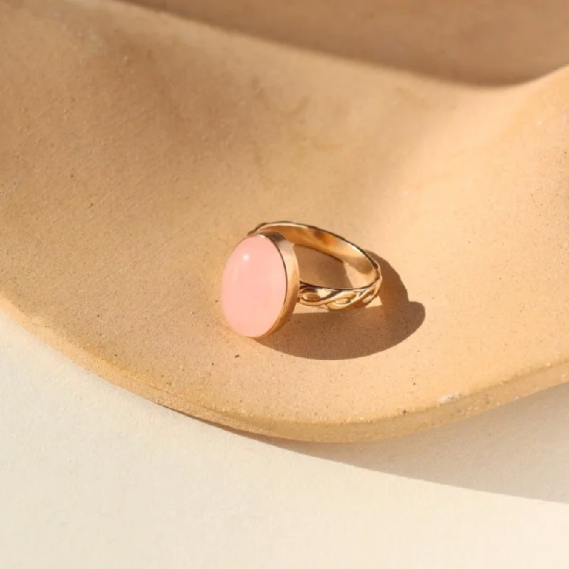 Ladies ring personalized-Entwined Rose Quartz Ring | Wholesale