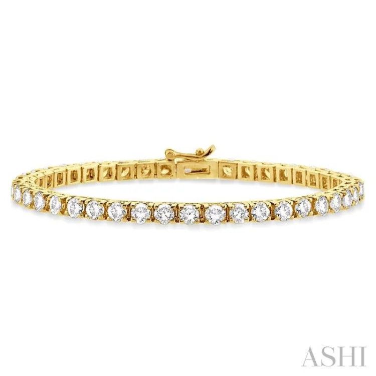 Ladies bracelets diamond accents-9 Ctw Square Shape Round Cut Diamond Tennis Bracelet in 14K Yellow Gold