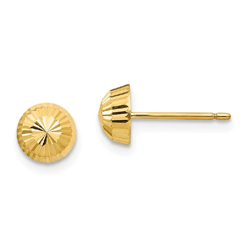 Ladies earrings retail stores-5mm Diamond-cut Half-Ball Post Earrings in 14k Yellow Gold