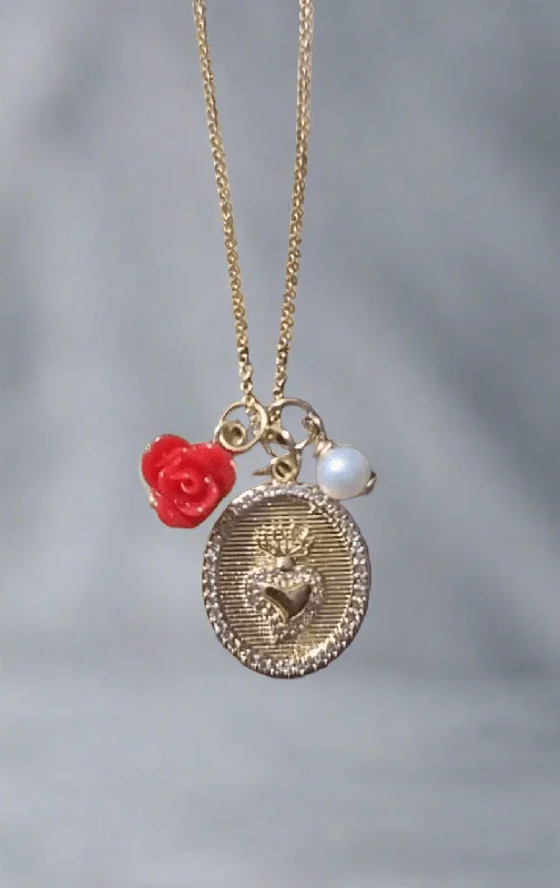 Ladies necklaces global fashion-Sacred Heart Pearl Necklace