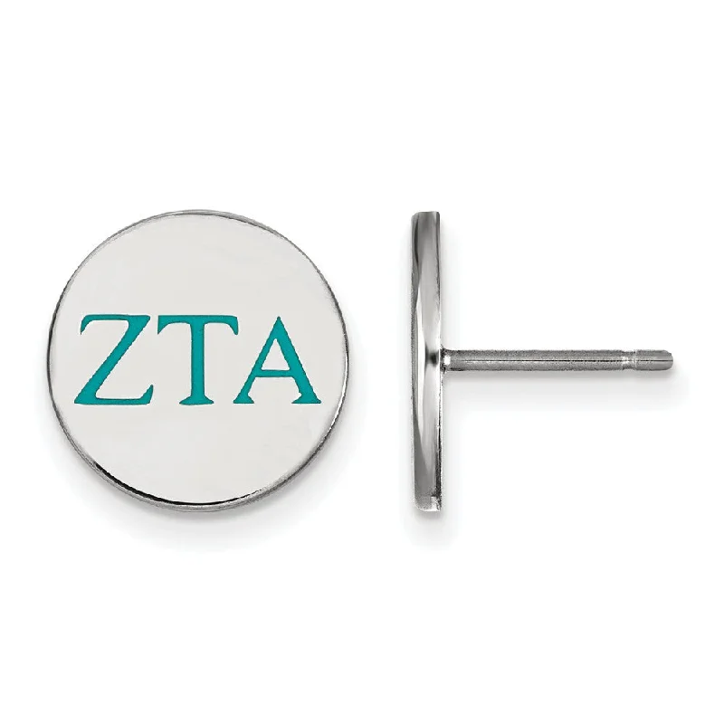 Ladies earrings care tips-Sterling Silver & Enamel Zeta Tau Alpha Post Earrings