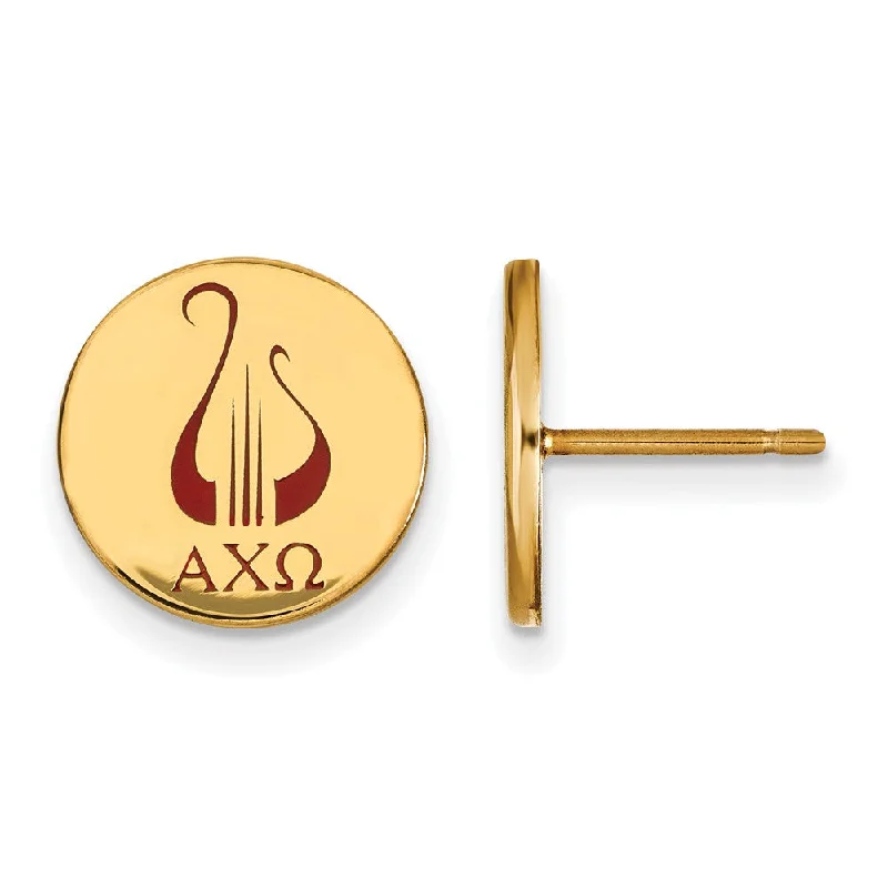 Ladies earrings luxury brands-14K Plated Silver Alpha Chi Omega Enamel Post Earrings