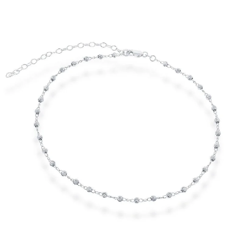 Ladies necklaces light luxury-Sterling Silver Moon Cut Bead Choker Necklace