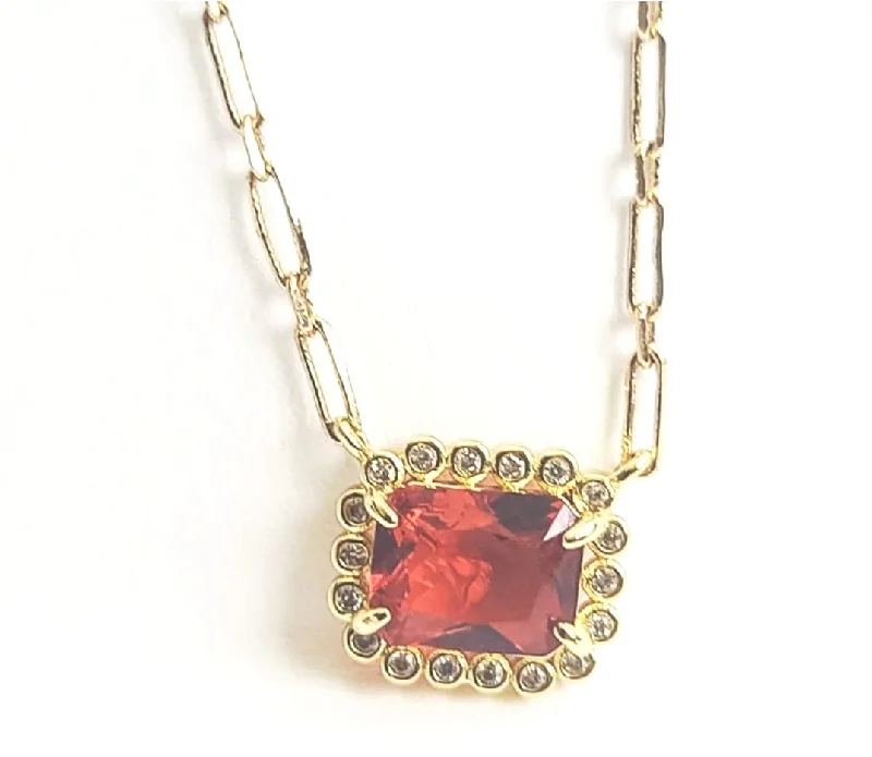 Ladies necklaces popular brands-Ruby Crystal Necklace