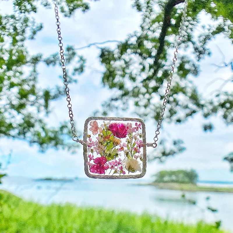 Ladies necklaces colorful stones-Pink Botanical Garden Necklace - BG48