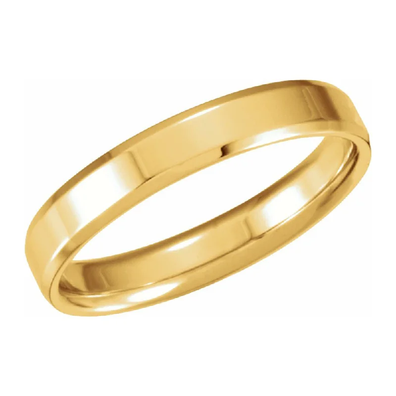 Ladies ring heart shape-4mm 10K Yellow Gold Polished Beveled Edge Comfort Fit Band