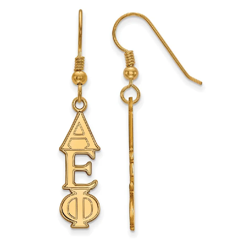 Ladies earrings Valentine’s Day-14K Plated Silver Alpha Epsilon Phi Dangle Medium Earrings