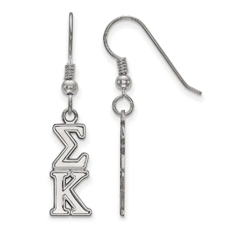 Ladies earrings daily wear-Sterling Silver Sigma Kappa Dangle Small Earrings