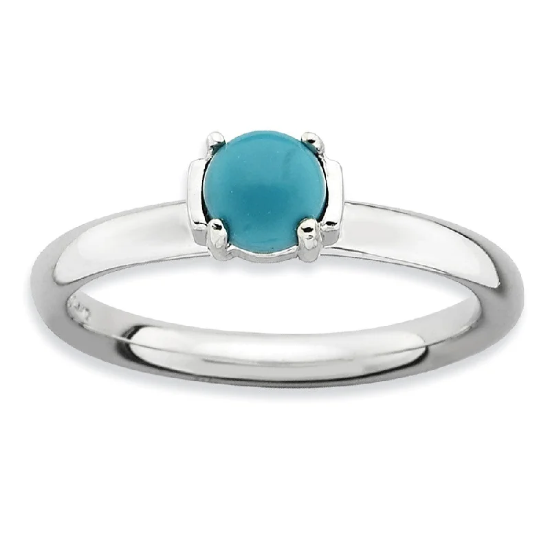 Ladies ring price range-Silver Stackable Turquoise Ring