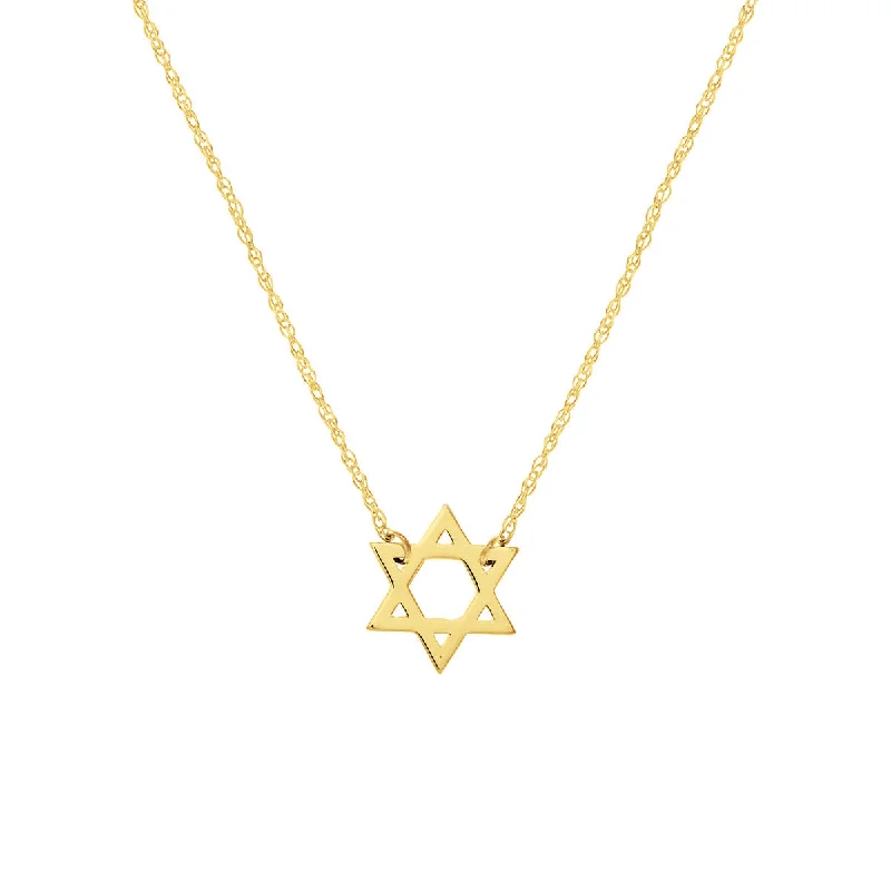 Ladies necklaces delicate chains-NATALIA  GOLD STAR OF DAVID NECKLACE - JEWISH STAR