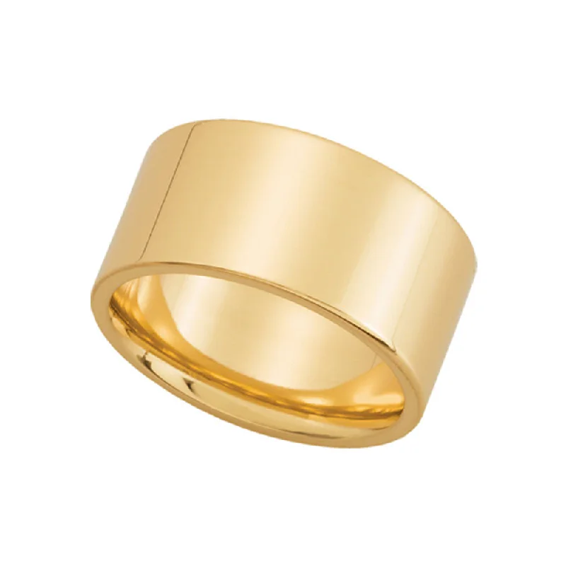 Ladies ring luxurious feel-10mm Flat Comfort Fit Wedding Band in 14k Yellow Gold