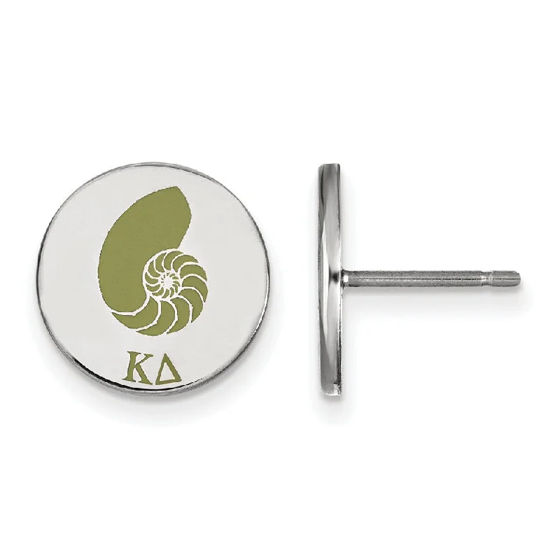 Ladies earrings classic styles-Sterling Silver Kappa Delta Enamel Post Earrings