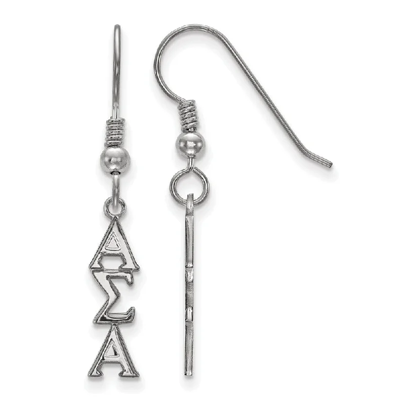 Ladies earrings Mother’s Day-Sterling Silver Small Alpha Sigma Alpha Dangle Earrings