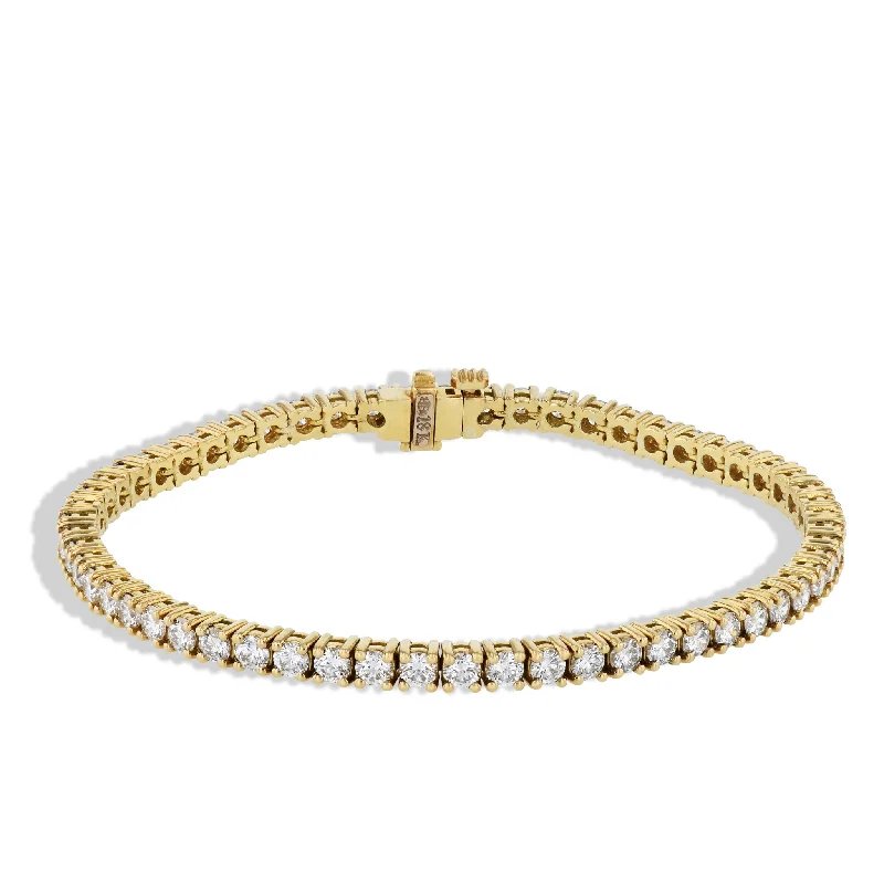 Ladies bracelets unique finds-Round Diamond Yellow Gold Tennis Bracelet