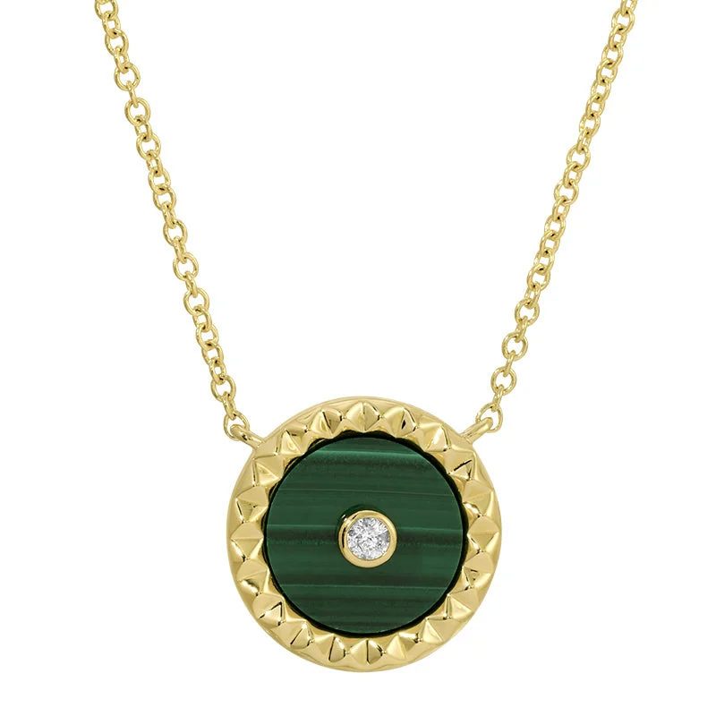 Ladies necklaces viral designs-BEA MALACHITE DISC NECKLACE