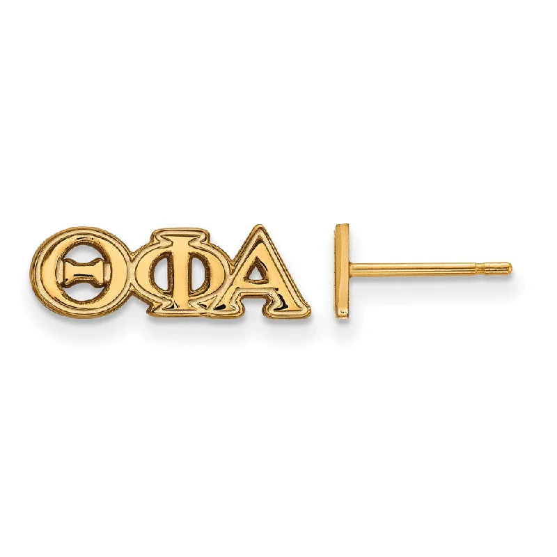 Ladies earrings stud styles-14K Plated Silver Theta Phi Alpha XS Greek Letters Post Earrings