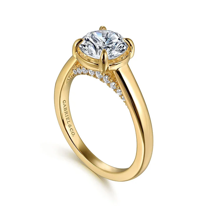 Ladies engagement rings care tips-14K Yellow Gold Round Diamond Engagement Ring