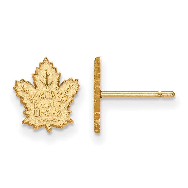 Ladies earrings designer labels-10k Yellow Gold NHL Toronto Maple Leafs XS Post Earrings