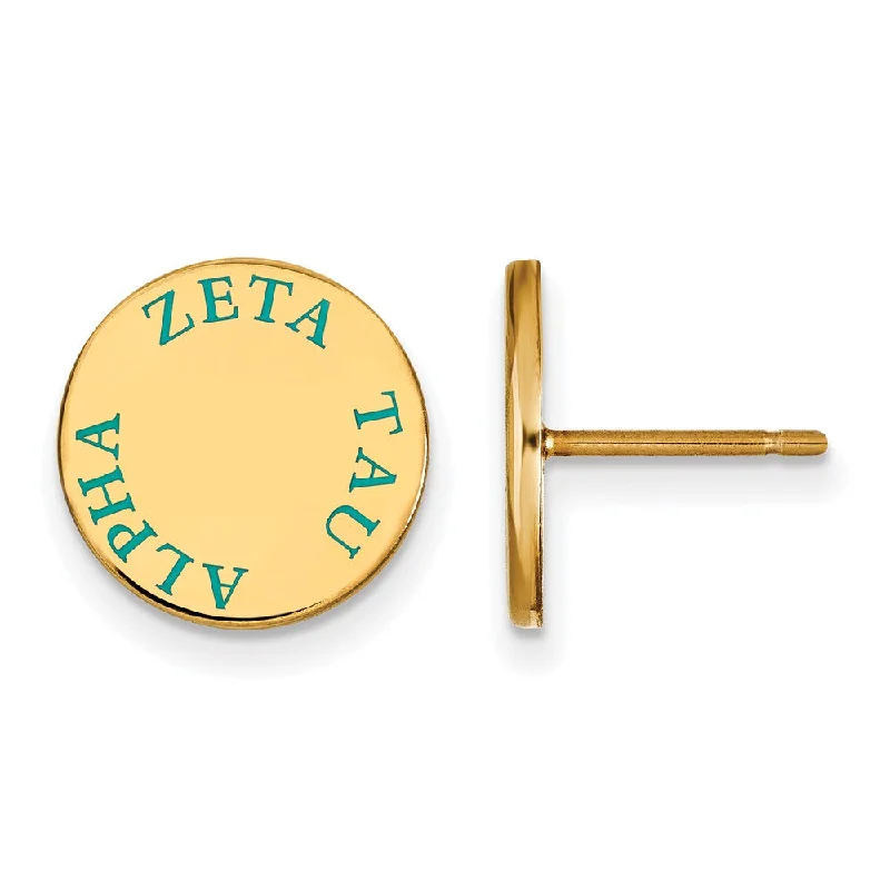 Ladies earrings minimalist look-14K Plated Silver Zeta Tau Alpha Enamel Post Earrings