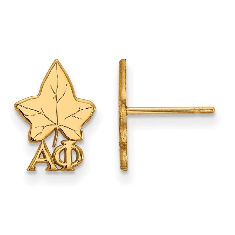 Ladies earrings star motifs-14K Plated Silver Alpha Phi XS Post Earrings