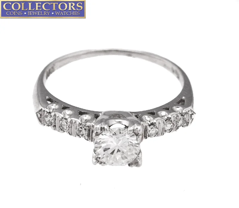 Ladies engagement rings price range-Ladies 14K White Gold 0.51 CT E-F Round Brilliant Diamond Engagement Ring EGL