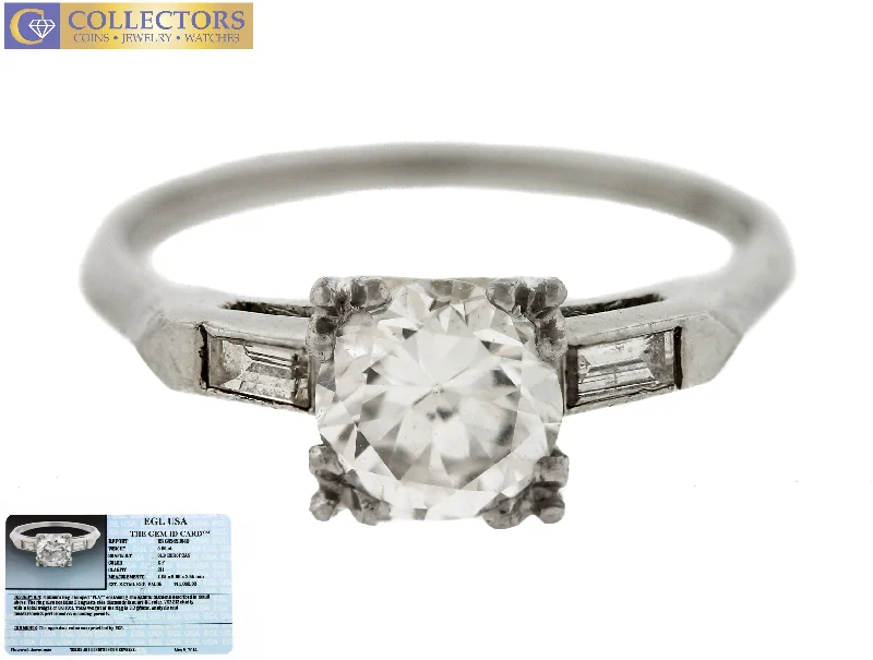 Ladies engagement rings white gold-Lovely Ladies Estate Platinum 1.00ctw Diamond Engagement Ring EGL USA