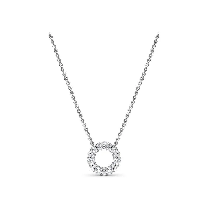 Ladies necklaces layered look-Shared Prong Diamond Circle Necklace N1868D