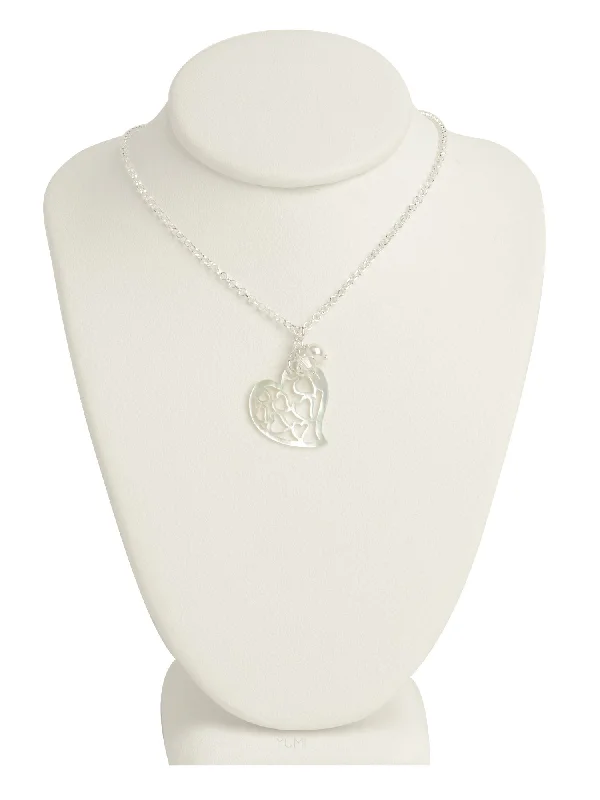 Ladies necklaces floral motifs-Lots of Love Pearl Hearts Pendant Necklace