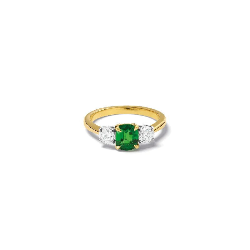 Ladies engagement rings sapphire accents-Delilah Engagement Ring 18ct White & Yellow Gold - Tsavorite Garnet & Diamond