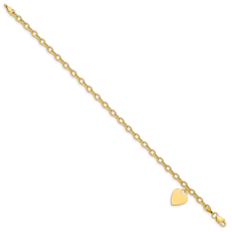 Ladies bracelets lavish designs-14k Dangle Heart Bracelet