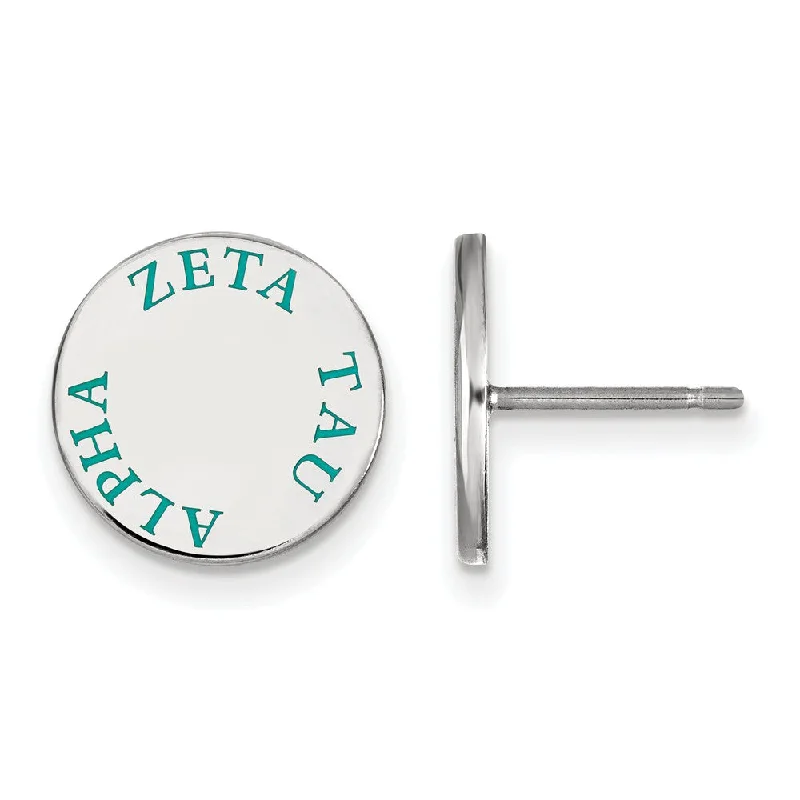 Ladies earrings sterling silver-Sterling Silver Zeta Tau Alpha Enamel Post Earrings