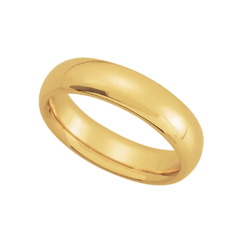 Ladies ring stacking tips-5mm Domed Comfort Fit Wedding Band in 10k Yellow Gold