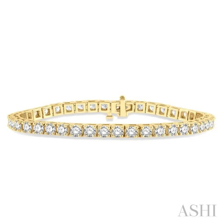 Ladies bracelets Asian-inspired-8 Ctw Square Shape Round Cut Diamond Tennis Bracelet in 14K Yellow Gold