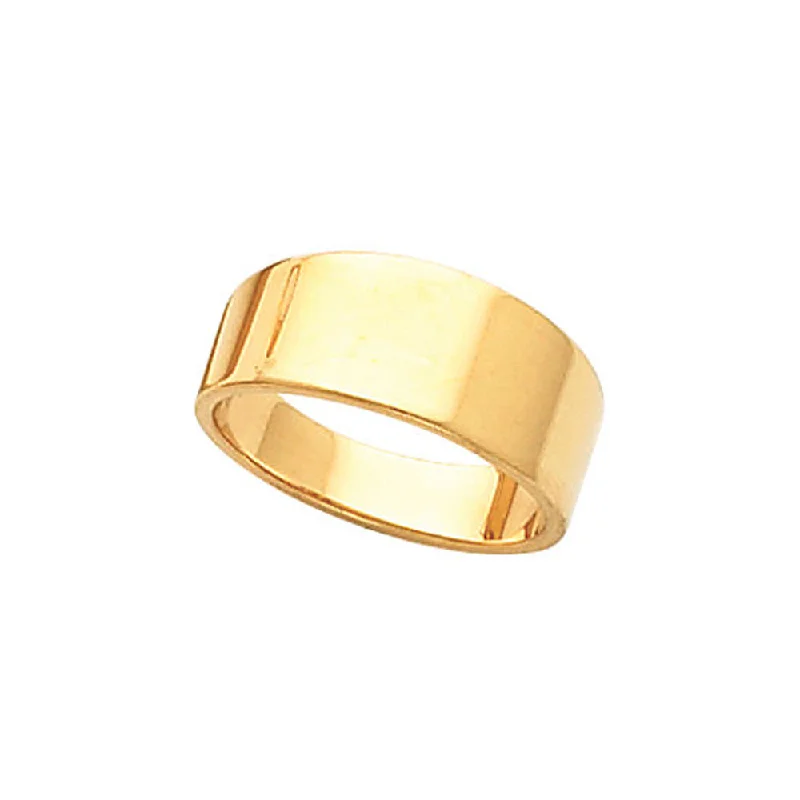 Ladies ring titanium steel-8mm Flat Tapered Wedding Band in 14k Yellow Gold