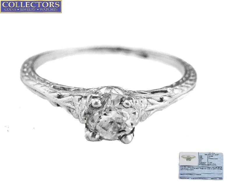 Ladies engagement rings platinum options-Ladies Platinum 0.71ct H-I I1 Old European Cut Diamond Solitaire Engagement Ring