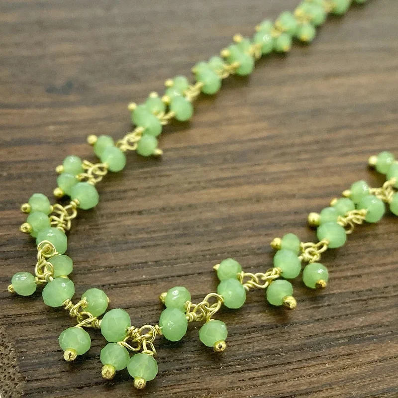 Ladies necklaces vintage charm-Peridot Gemstone Charm Choker Necklace