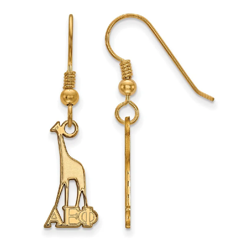 Ladies earrings mature style-14K Plated Silver Alpha Epsilon Phi Small Dangle Earrings