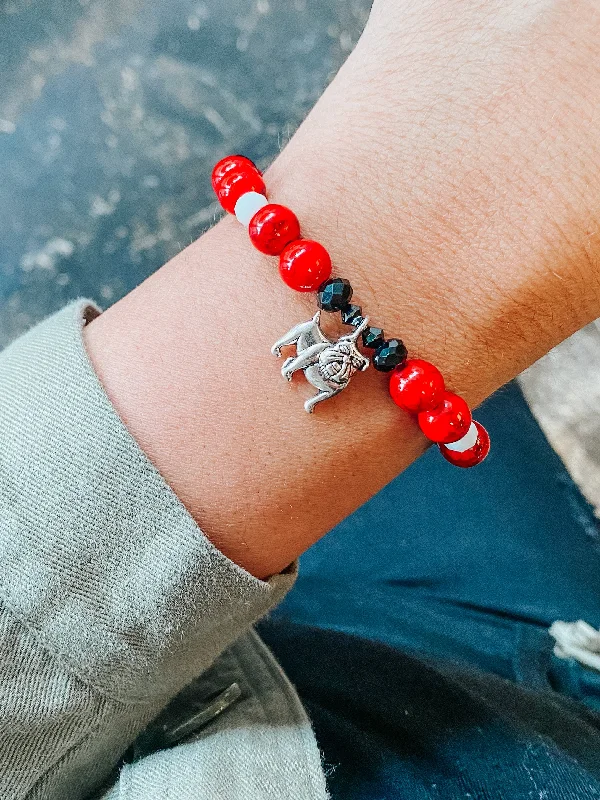 Ladies bracelets proposal gifts-Georgia Bulldog Stretch Bracelet