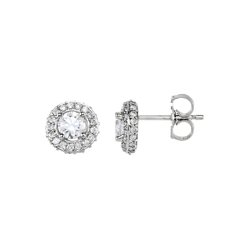 Ladies earrings casual vibes-7/8 Cttw Diamond Entourage 7.5mm Post Earrings in 14k White Gold