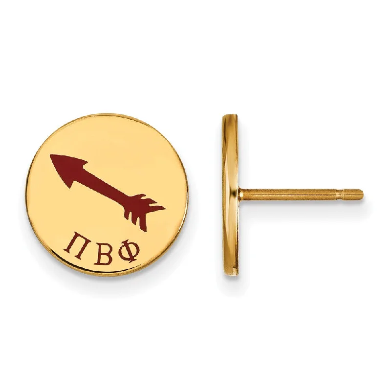 Ladies earrings rose gold-14K Plated Silver Pi Beta Phi Enamel Post Earrings