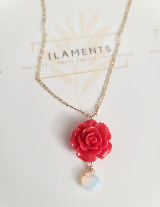 Ladies necklaces holiday specials-Opalite Rose Necklace