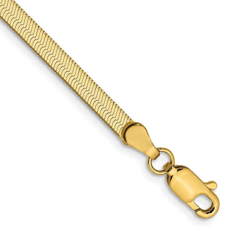 Ladies bracelets gold designs-14K 7 inch 3mm Silky Herringbone with Lobster Clasp Bracelet