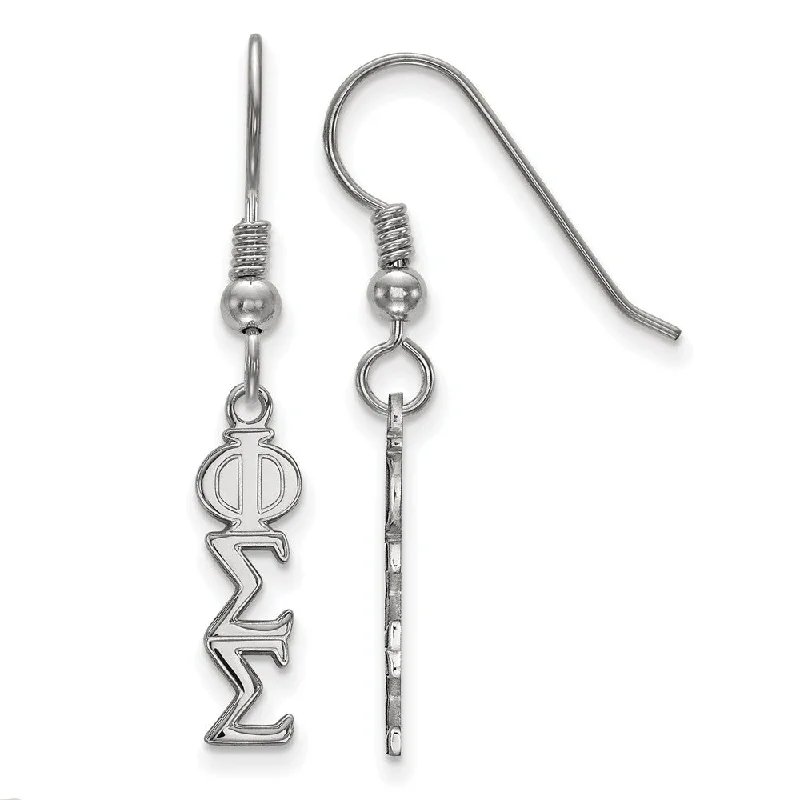 Ladies earrings online shopping-Sterling Silver Small Phi Sigma Sigma Dangle Earrings