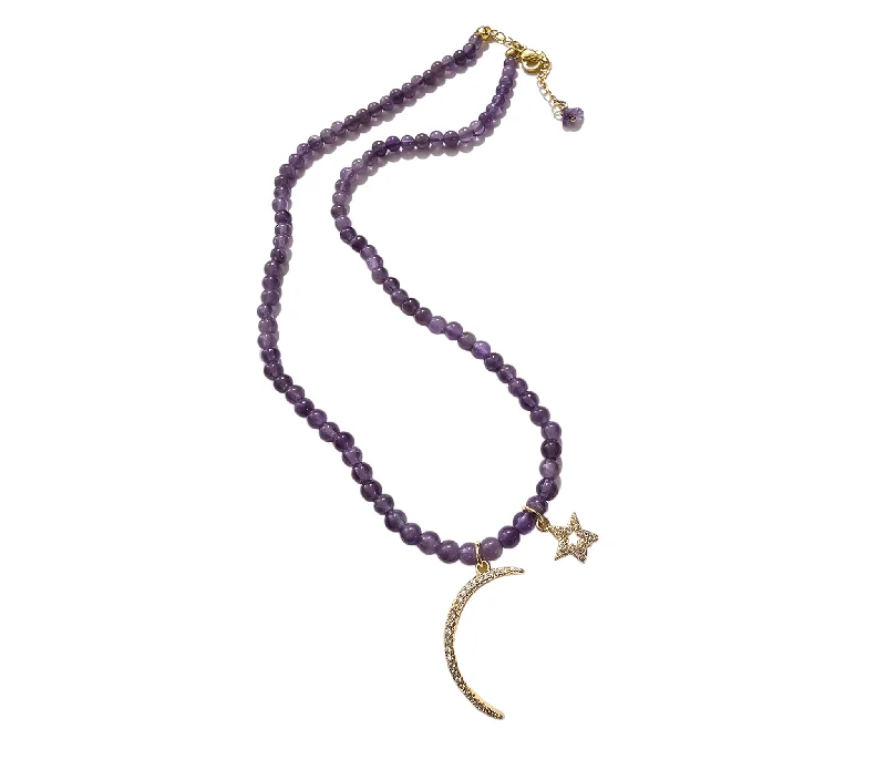 Ladies necklaces ethnic patterns-Luna Amethyst Necklace