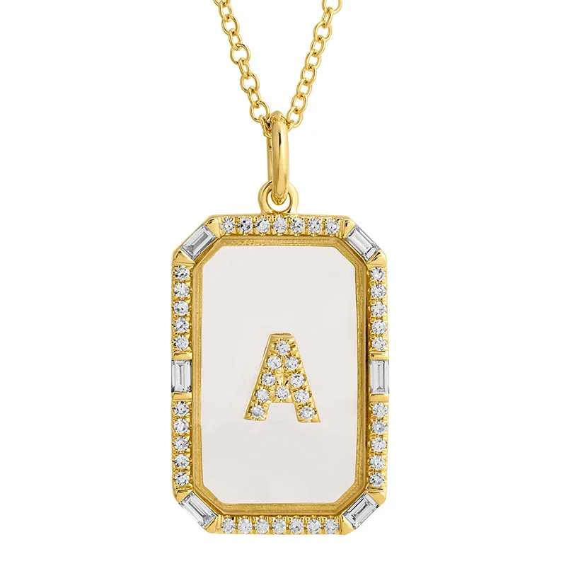 Ladies necklaces Mother’s gift-RECTANGLE SAPPHIRE CRYSTAL INITIAL NECKLACE