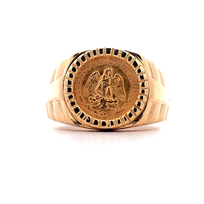 Ladies ring animal theme-Estate Dos Peso Coin Ring in Yellow Gold