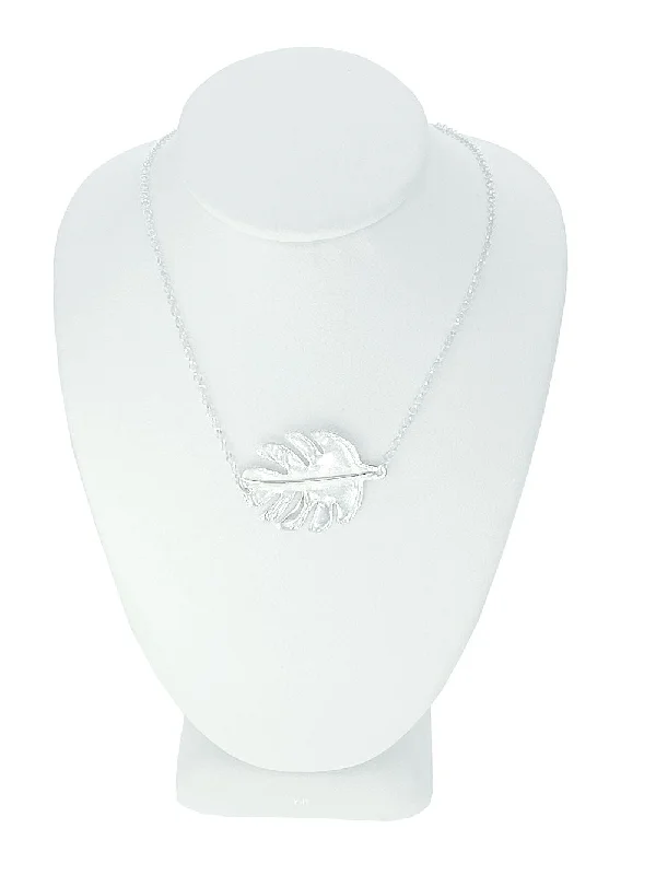 Ladies necklaces gold designs-Monstera Leaf Necklace