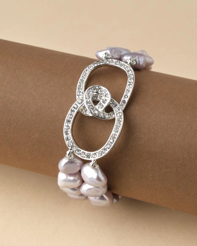 Ladies bracelets silver finish-Fashionable Pearl Bracelet A02116