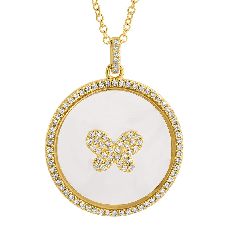 Ladies necklaces casual vibes-CARSON BUTTERFLY DISC NECKLACE